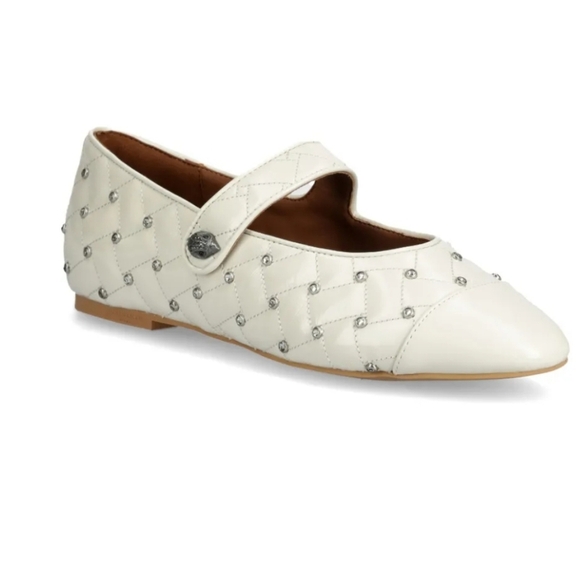 Kurt Geiger London Orbit Quilted Studded Leather Mary Jane Ballet Flats Size 8 - Picture 1 of 9